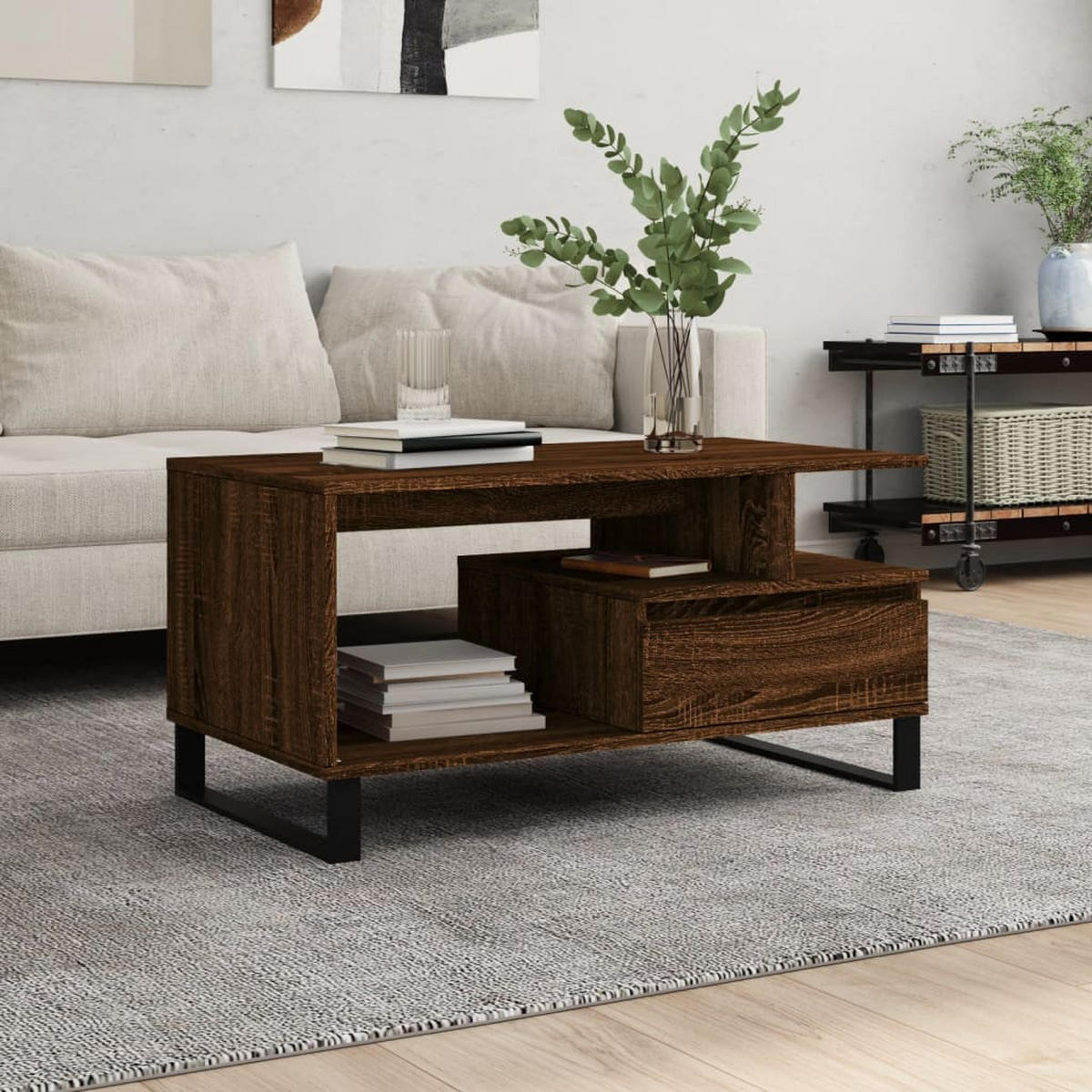 COUCHTISCH Braun Eichen-Optik 90x49x45 cm Holzwerkstoff - Braun, Holzwerkstoff (49/90/45cm) - furnicato