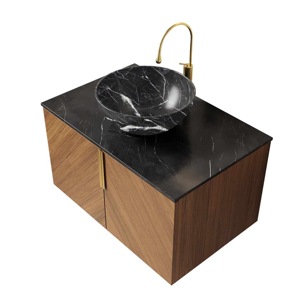 WASCHTISCH Braun-Eiche 76/50/55 cm - Schwarz, Holz (76/55.1/50cm) - PANGIVO