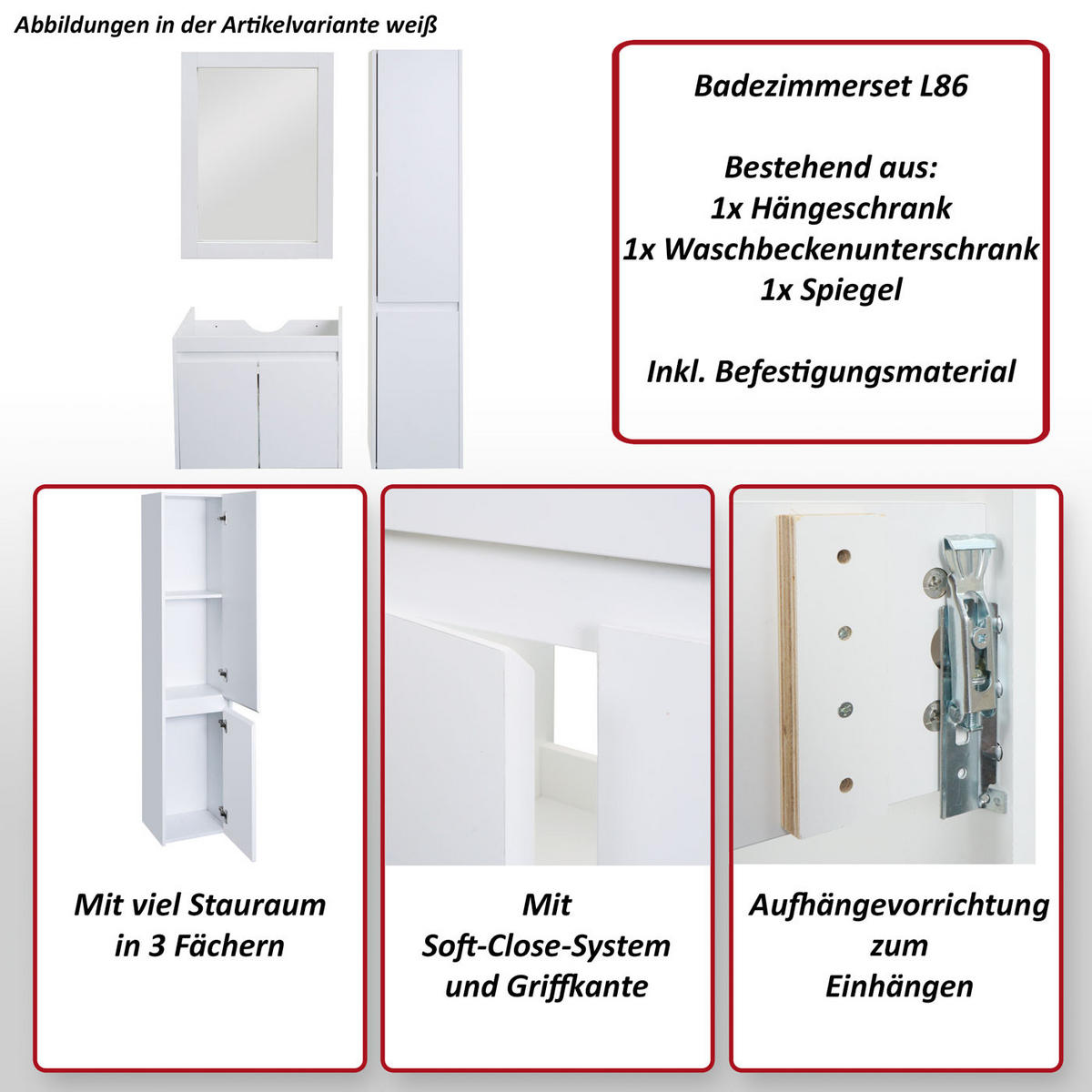 BADEZIMMERSET Schwarz 3er-Set - Schwarz, Holzwerkstoff (100/160/40cm) - MCW