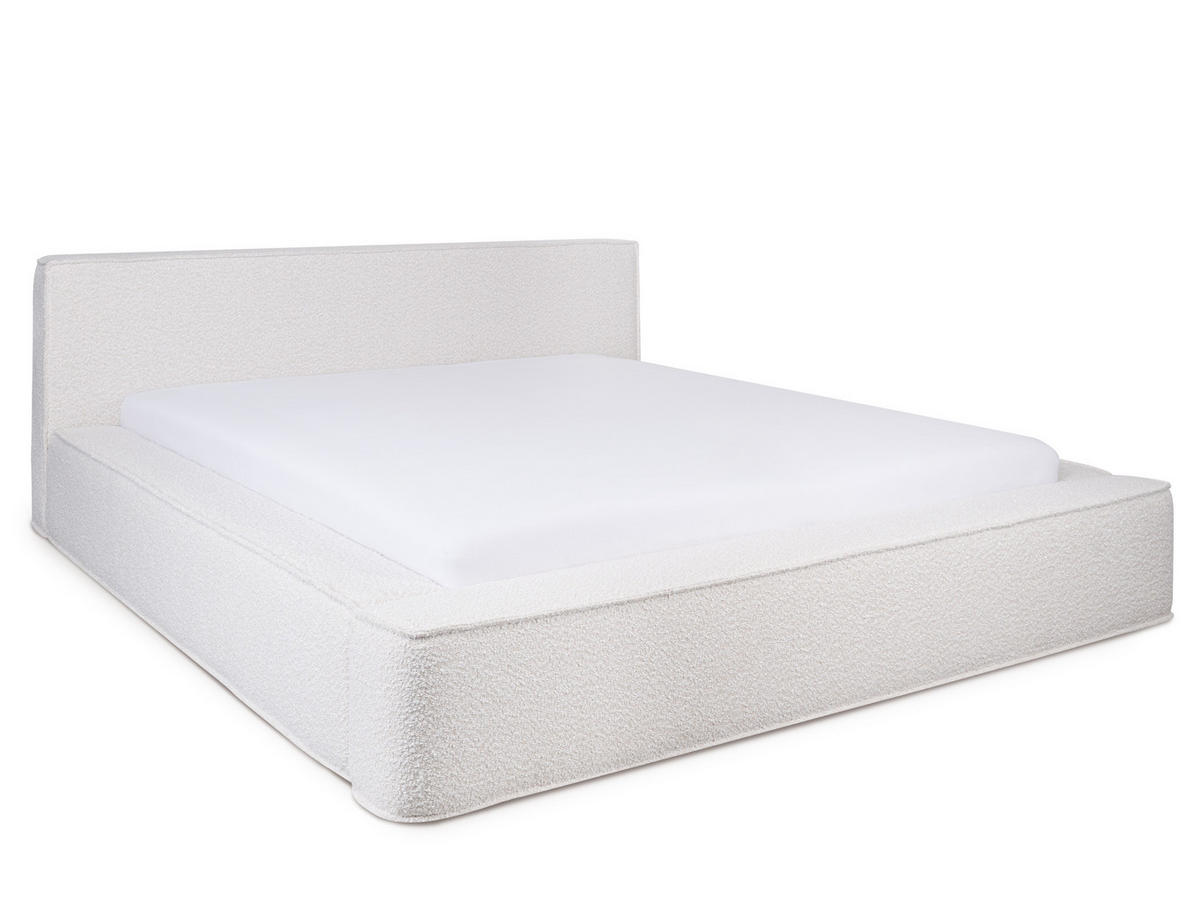 POLSTERBETT Tulu Hellbeige 180/200 cm Boucle mit Bettkasten - Beige, Textil/Metall (180/200cm) - wonello