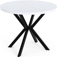ESSTISCH Valeo runder ausziehbarer, Weiß 120-200/120/76 cm - Schwarz/Weiß, Holzwerkstoff/Metall (120/120/76cm) - WFL GROUP