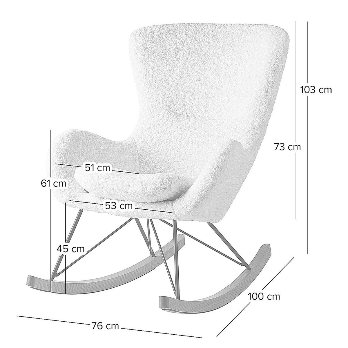 SCHAUKELSTUHL - Teddystoff - Hellbraun/Weiß, Holz/Textil (76/103/100cm) - home24