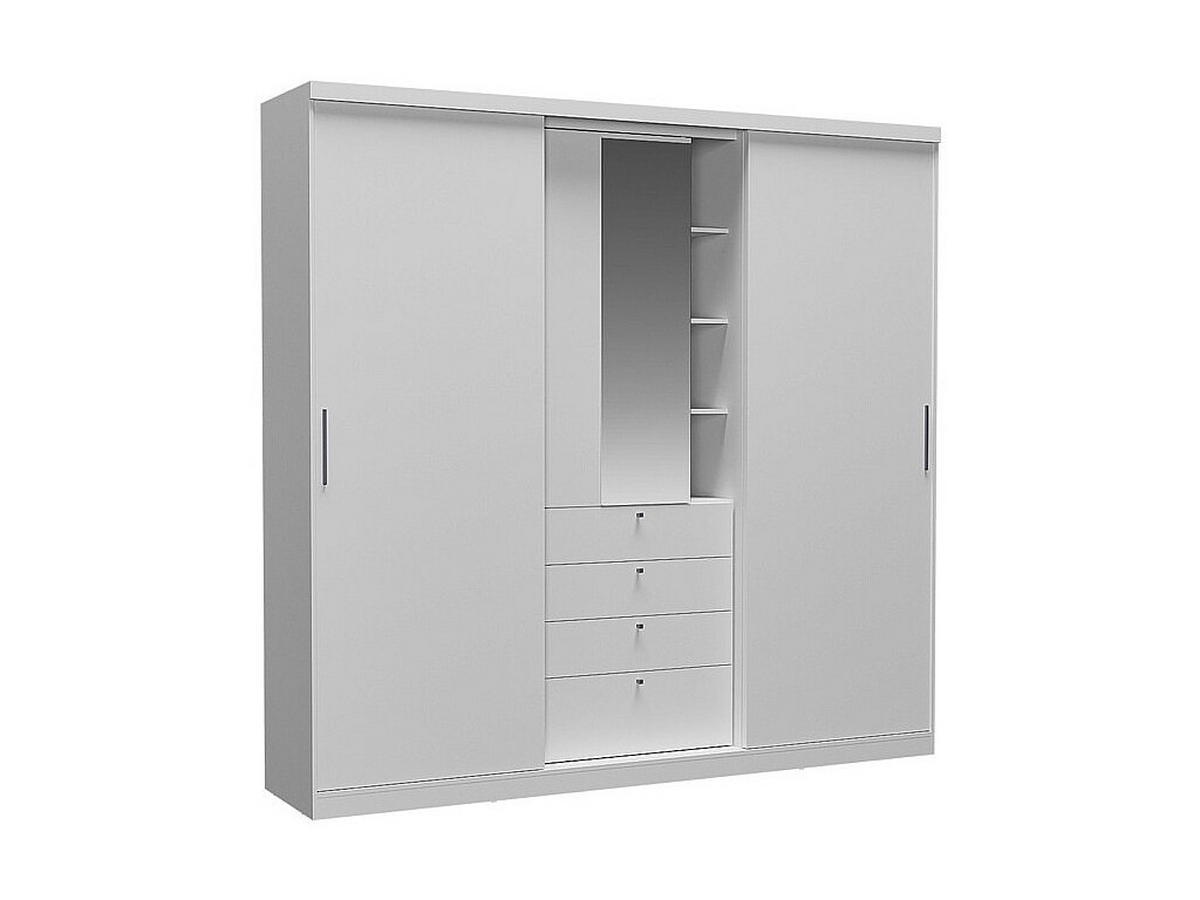 KLEIDERSCHRANK - 240 cm x 53 cm - holz - weiß Bodil - Weiß, Holz (240/231/53cm) - Vente-Unique