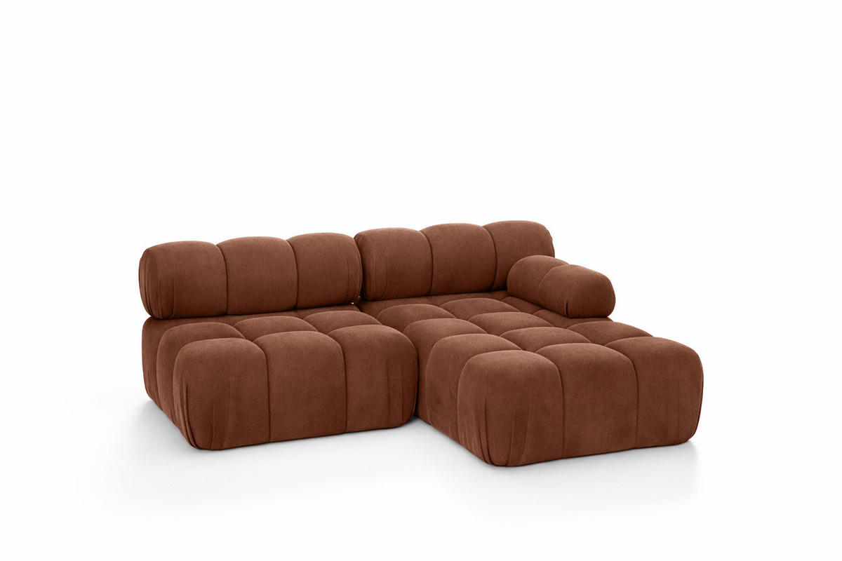 ECKSOFA L-Form Mini II Modular, Veloursstoff Salvador, Dunkelbraun, Rechts, Selia - Dunkelbraun, Holz (190/160cm) - Kaiser Möbel