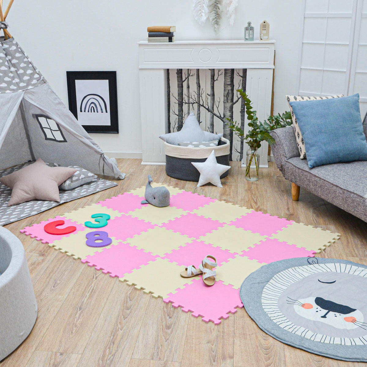 SPIELMATTE ab Null - 180/90/1 cm Puzzlematte Beige - Multicolor, Kunststoff (30/30cm) - Littletom