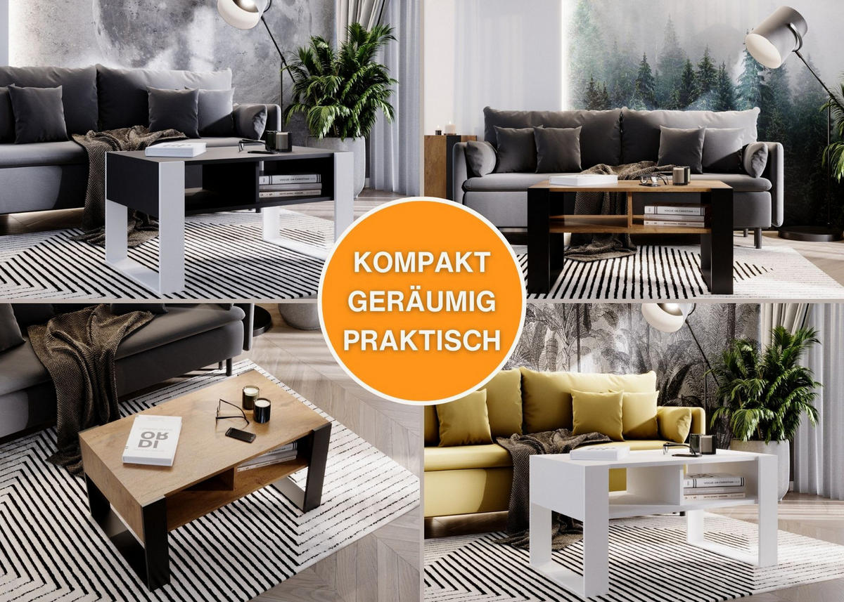 COUCHTISCH Kora92 92/45/53,6 - Schwarz/Weiß, Holzwerkstoff (54/92/45cm) - RAUMHIRSCH FURNITURE