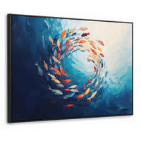 LEINWAND Bilder mit Rahmen - Meer - Fische - Bunt - Dynamisch - 80x60 - Hellblau, Textil (80/60cm) - MuchoWow