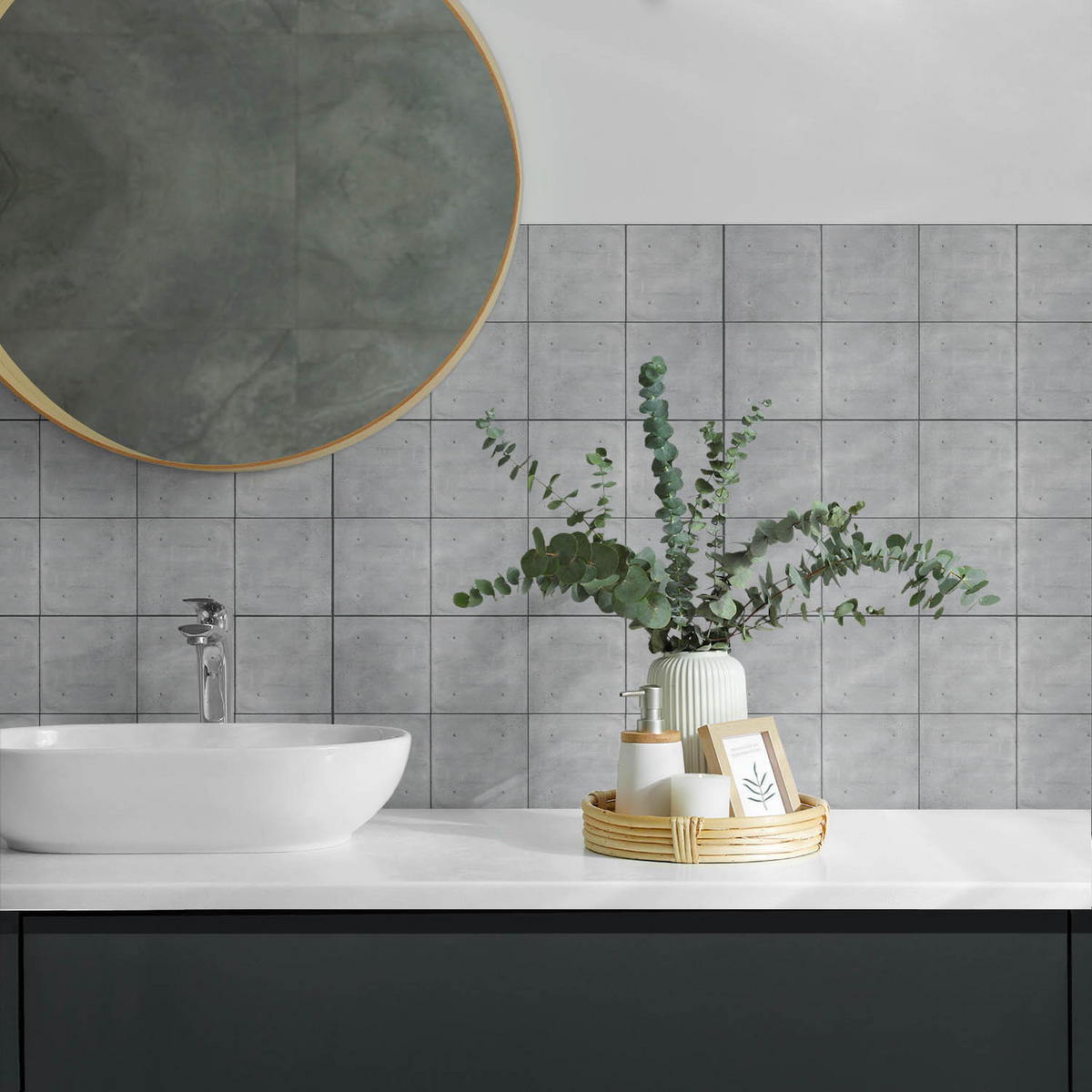 WANDPANEEL 10x 40x20 cm selbstklebend Kirellon - Grau, Kunststoff (40/1.6/20cm) - Wallfluent