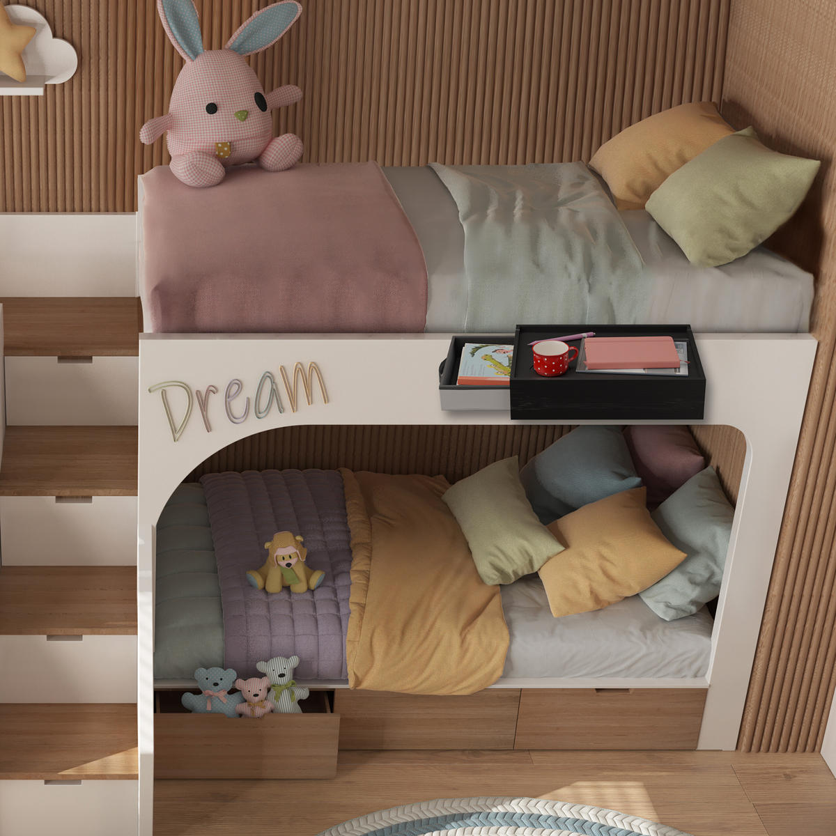 NACHTTISCH - Weiß, Holz/Textil (37/14/26.5cm) - Relaxdays