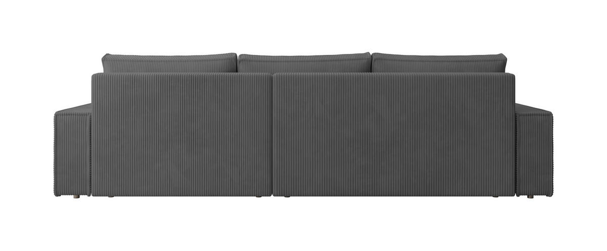 ECKSOFA Alice mit Bettkasten und Schlaffunktion, Cordstoff in L-Form - Dunkelgrau, Textil (289/184cm)