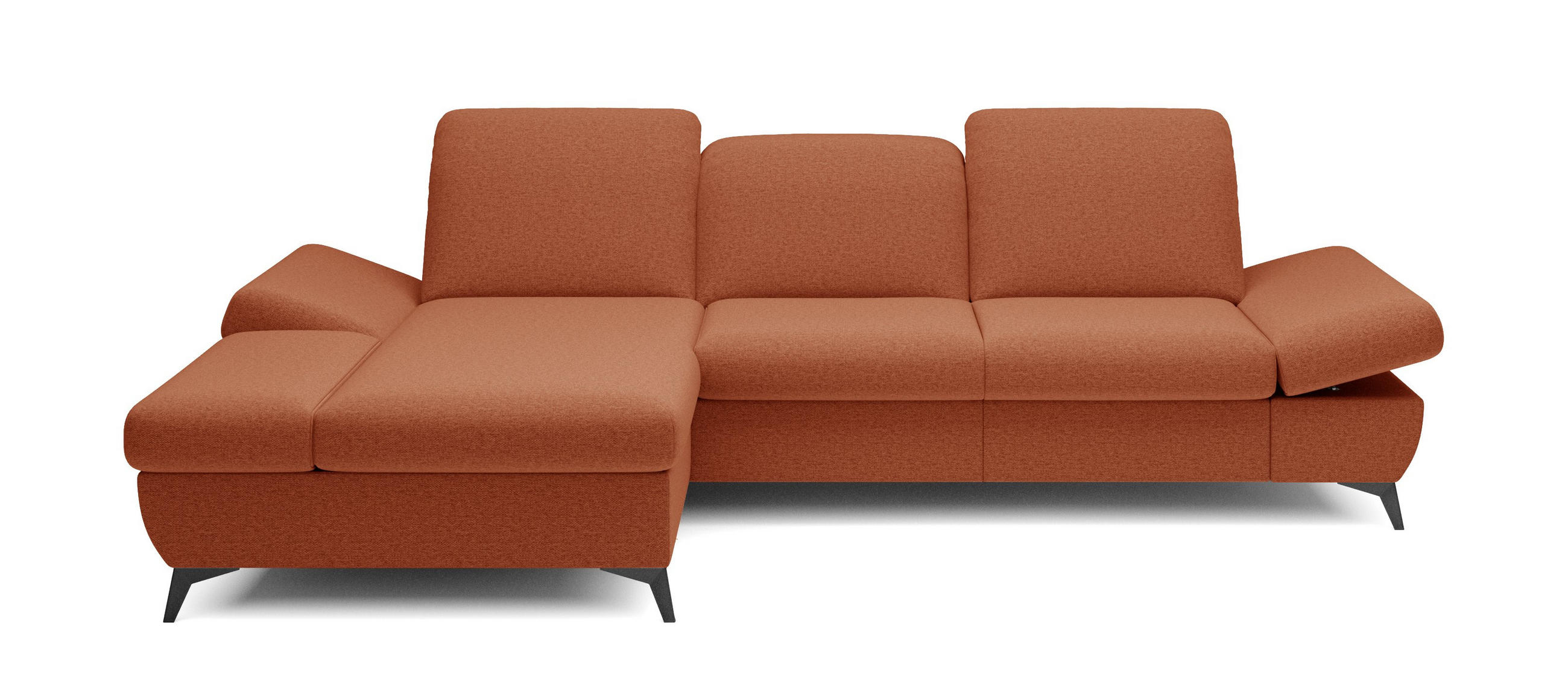 ECKSOFA FELICE L-S Orange Geflochtener Stoff mit Schlaffunktion - Orange, Holz (284/166cm) - MASSENO