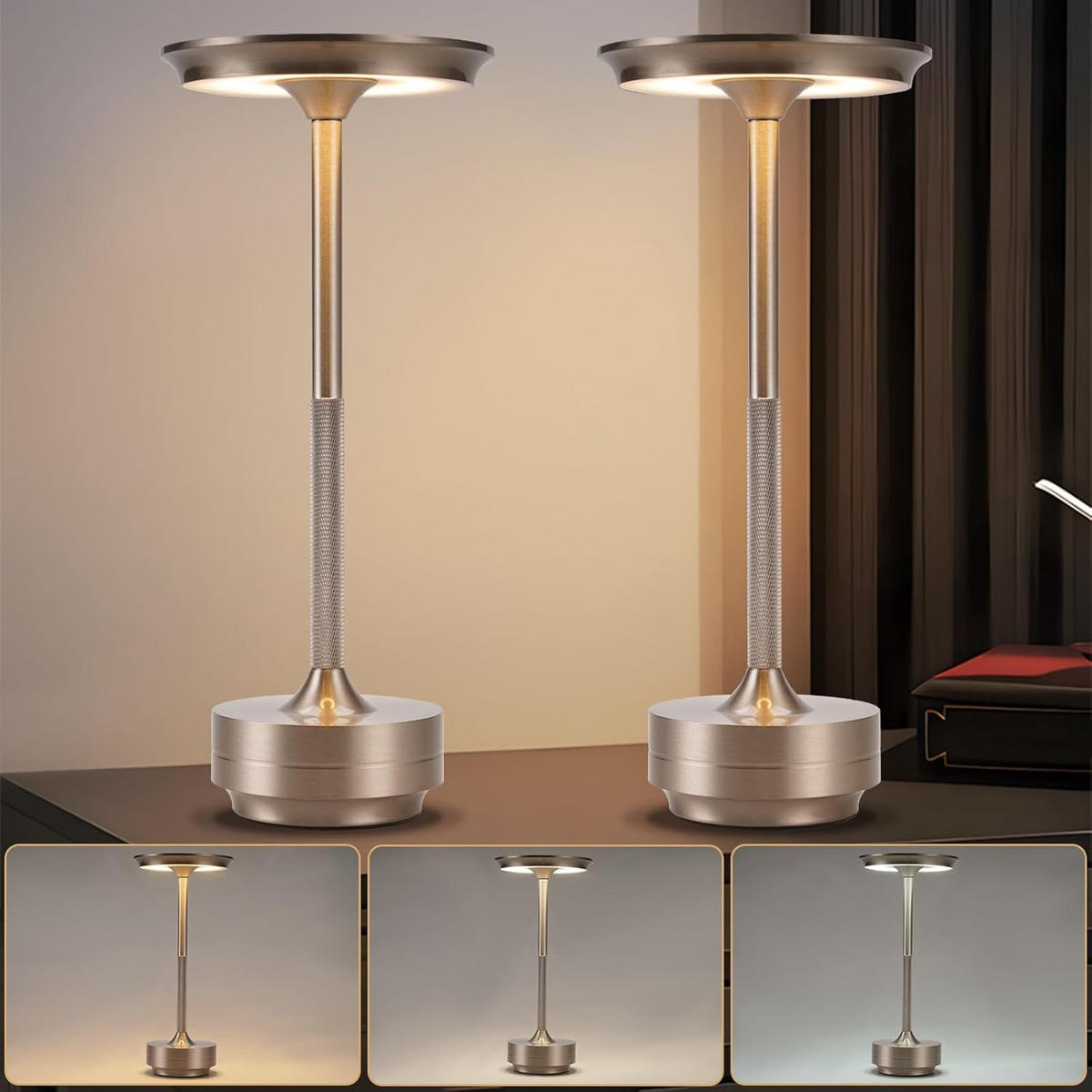 LED TISCHLAMPE Atticus 12.8/12.8/27 cm - Silberfarben, Kunststoff/Metall (12.8/12.8/27cm) - ZMH