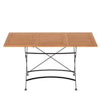 GARTEN-AUSZIEHTISCH - Akazie massiv / Stahl - Akazie / Schwarz - Schwarz/Akaziefarben, Holz/Metall (90/110/75cm) - home24