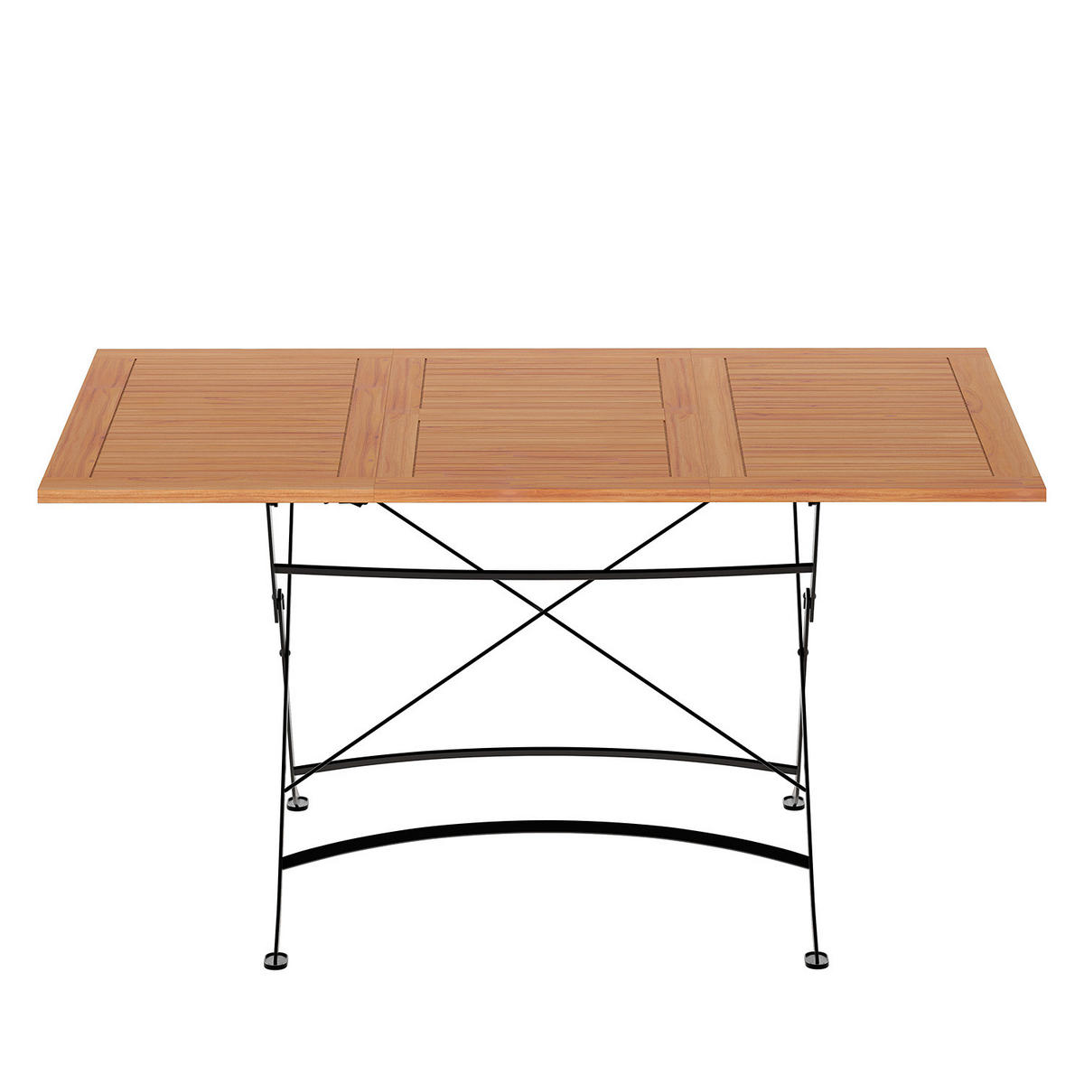 GARTEN-AUSZIEHTISCH - Akazie massiv / Stahl - Akazie / Schwarz - Schwarz/Akaziefarben, Holz/Metall (90/110/75cm) - home24