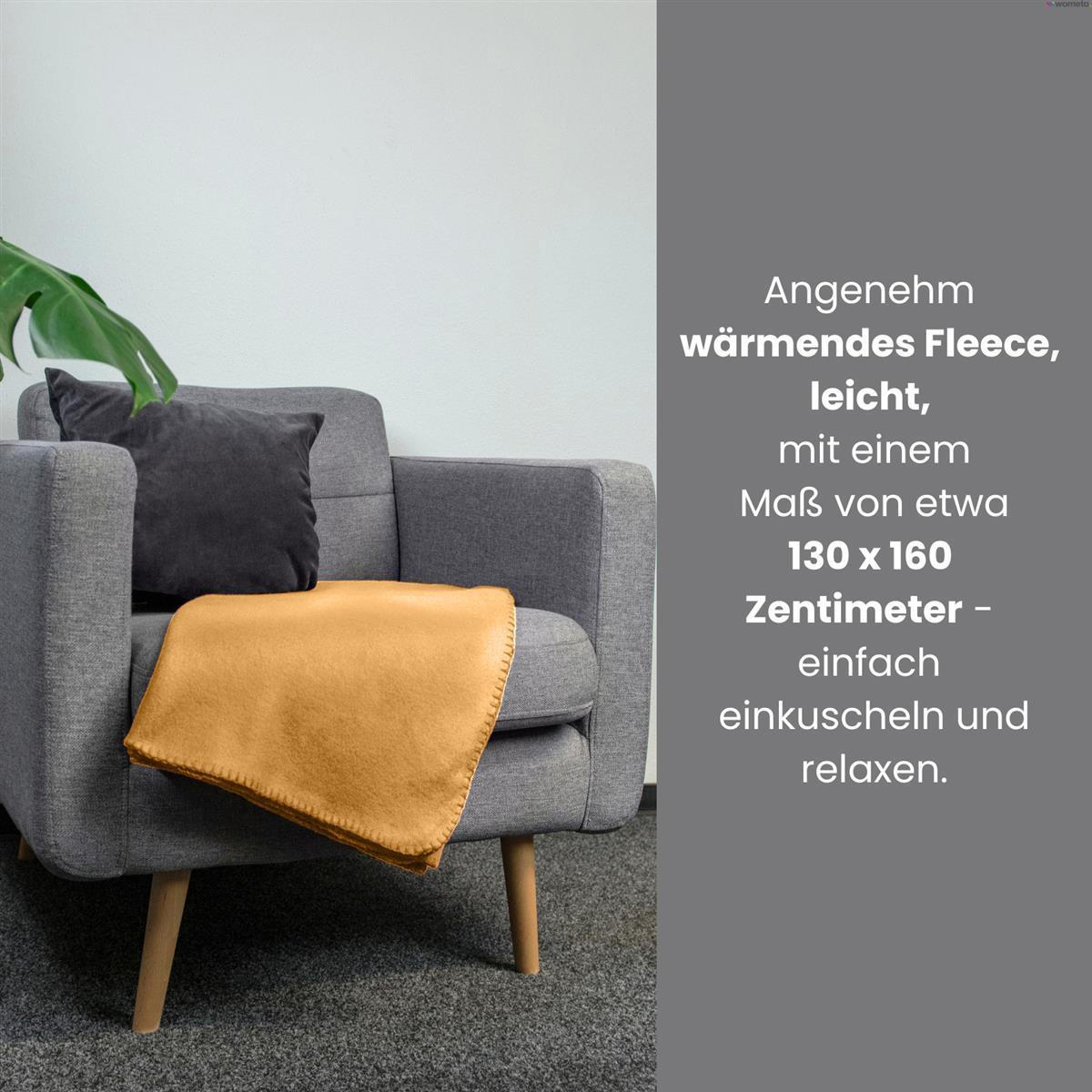 FLEECEDECKE 3er Set gelb 130/160 cm Kettelrand Anti-Pilling - Gelb, Textil (130/160cm) - wometo