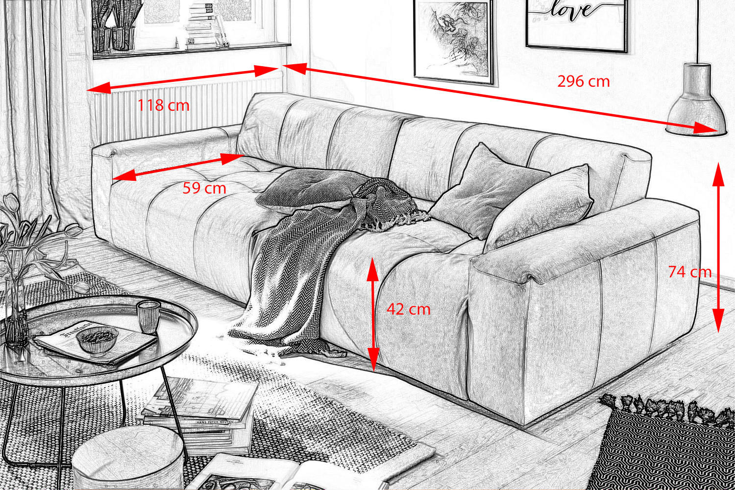 LEDERSOFA MIT SITZTIEFENVER. PALACE Braun Leder - Dunkelbraun/Braun, Leder (298/74/120cm) - KAWOLA