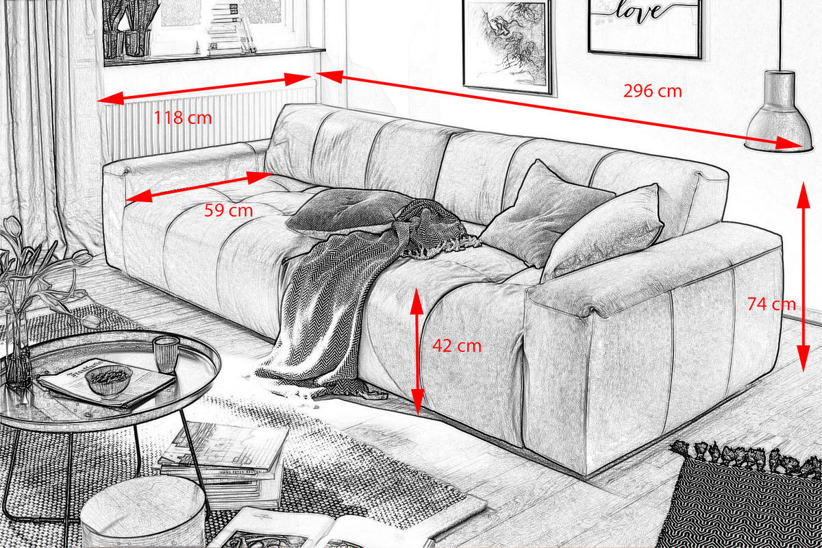 LEDERSOFA MIT SITZTIEFENVER. PALACE Braun Leder - Dunkelbraun/Braun, Leder (298/74/120cm) - KAWOLA