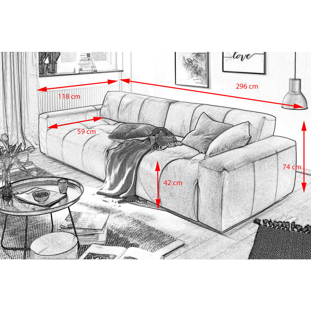 Thumbnail - Kawola Ledersofa, Grün, Leder, 3-Sitzer, Füllung: Komfortschaum, 298x74x120 cm, Wohnzimmer, Sofas & Couches, Sofas