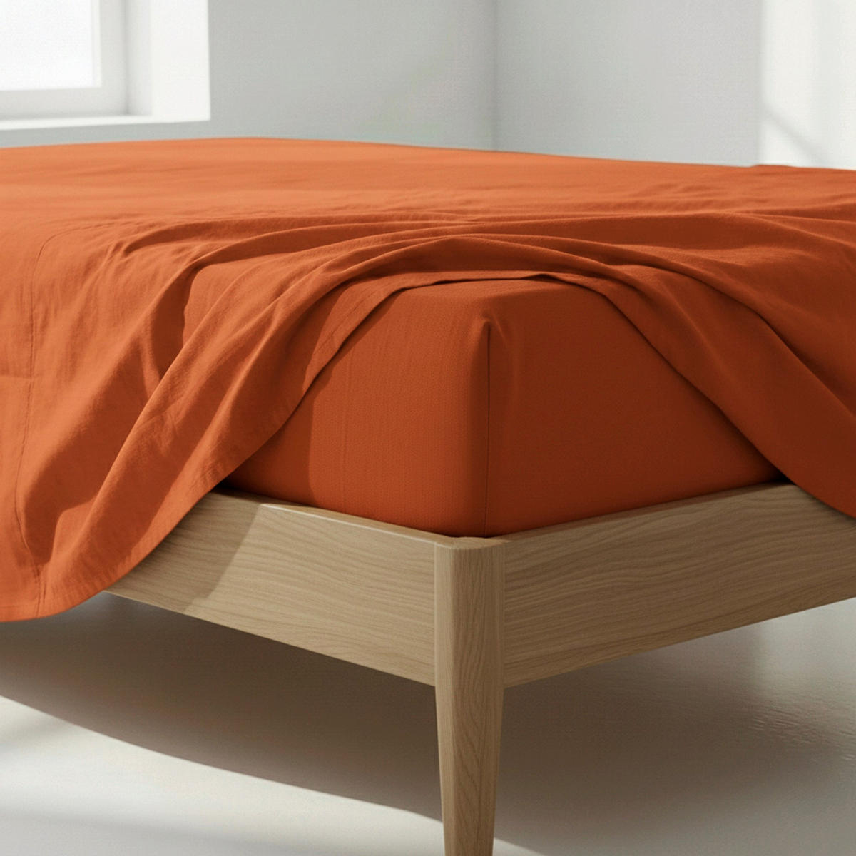 SPANNBETTLAKEN Basic Terrakotta 105x200x32 cm (Bett 105) - Terracotta, Textil (105/200cm) - Happy Friday