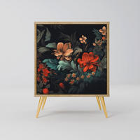 SIDEBOARD IMAGINARY BLOSSOM, Eichefarben, 57,5x42x75,5 cm, Goldfarbene Metallfüße - Eichefarben/Goldfarben, Holzwerkstoff/Metall (57.5/75.5/42cm) - SpaceRebels