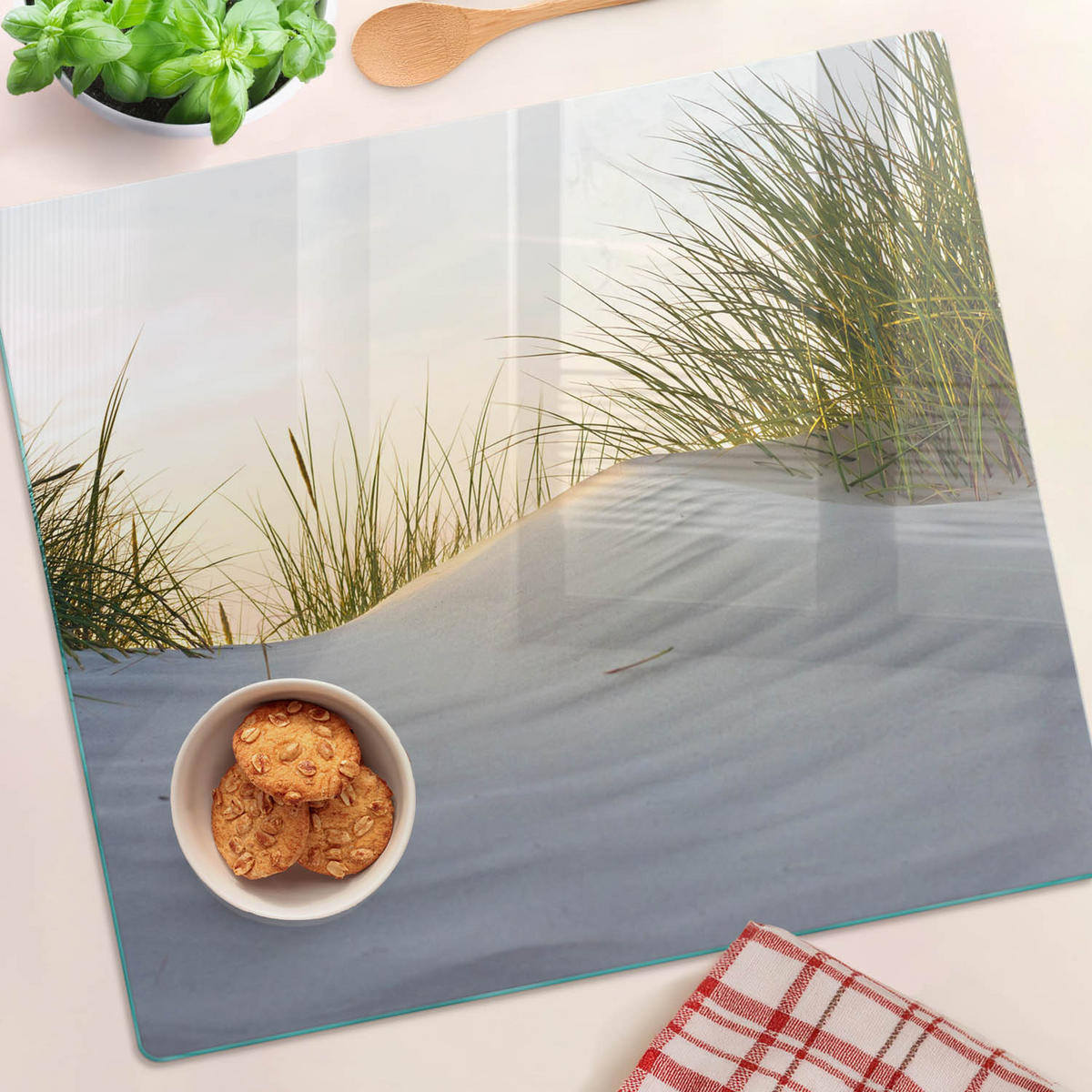 GLASPLATTE 60x52 cm Küstendünen - Beige, Glas (60/0.4/52cm) - TULUP