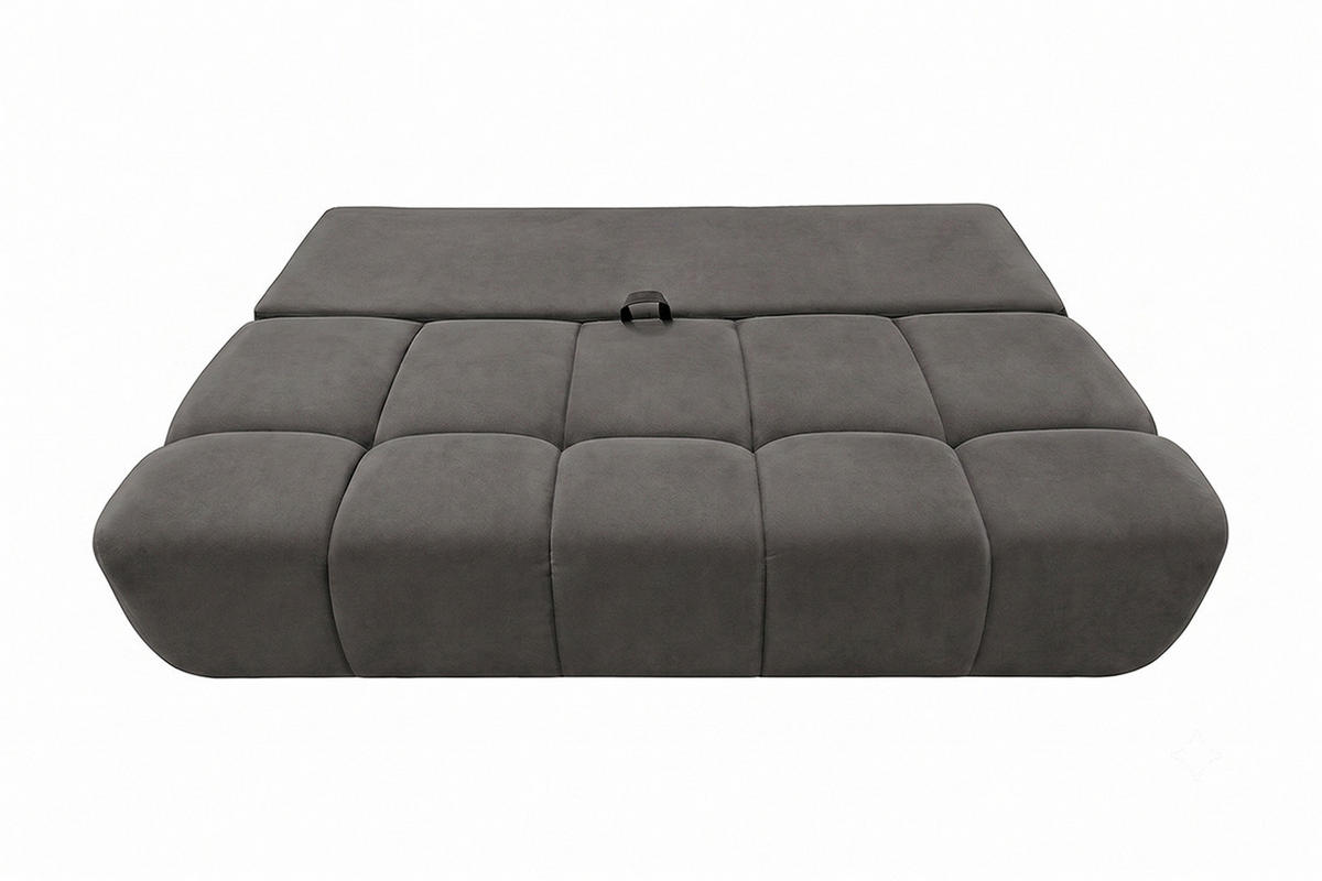 POHOVKA S funkcí spaní A úložným prostorem, sametová látka Bluvel, Popelavě šedá, COCO - světle šedá, dřevo (205/97/105cm) - Kaiser Möbel