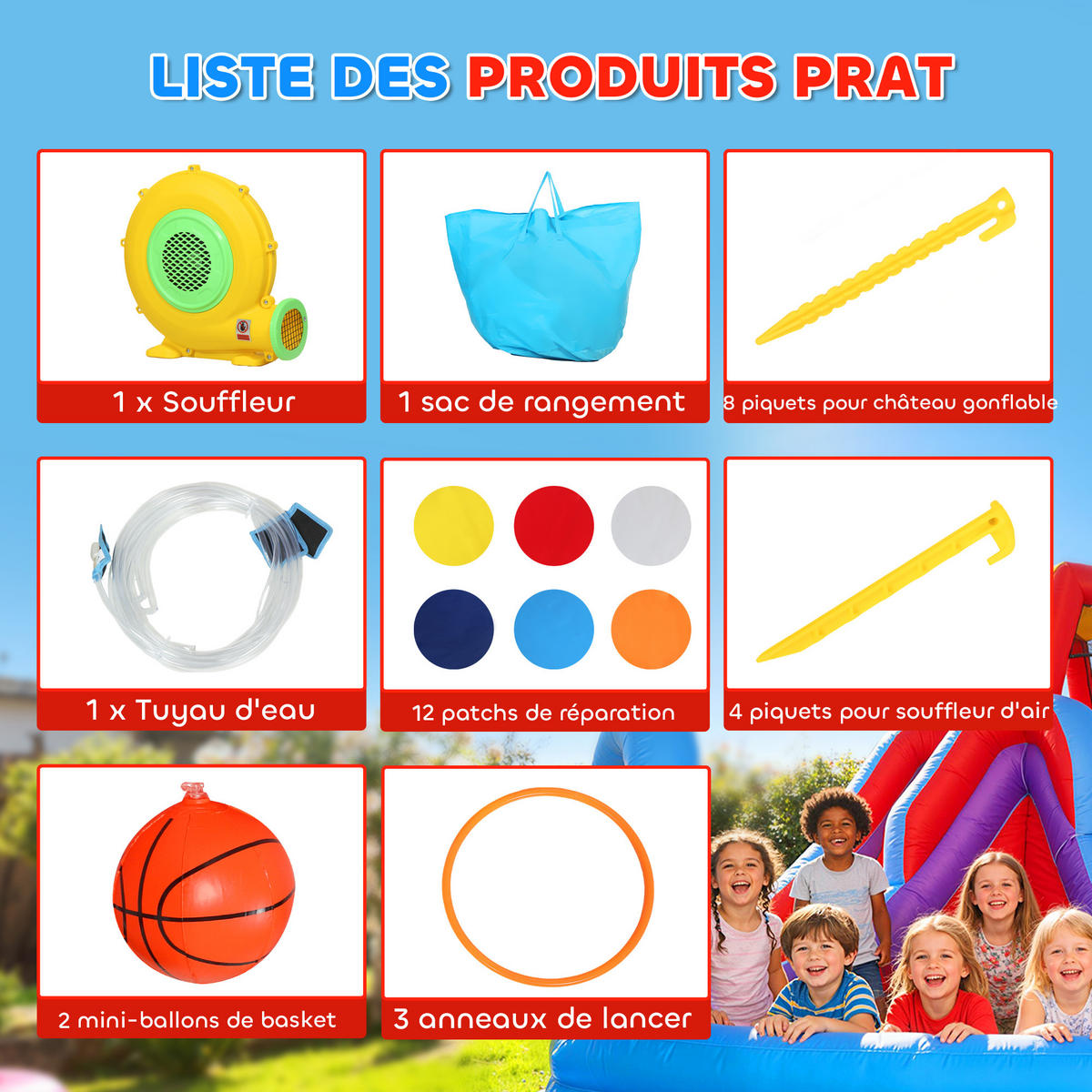 HÜPFBURG DE-18572 8-in-1 mit Wasserspielzeug & Trampolin Bunt - Multicolor, Kunststoff (350/325/210cm) - ComfortXL