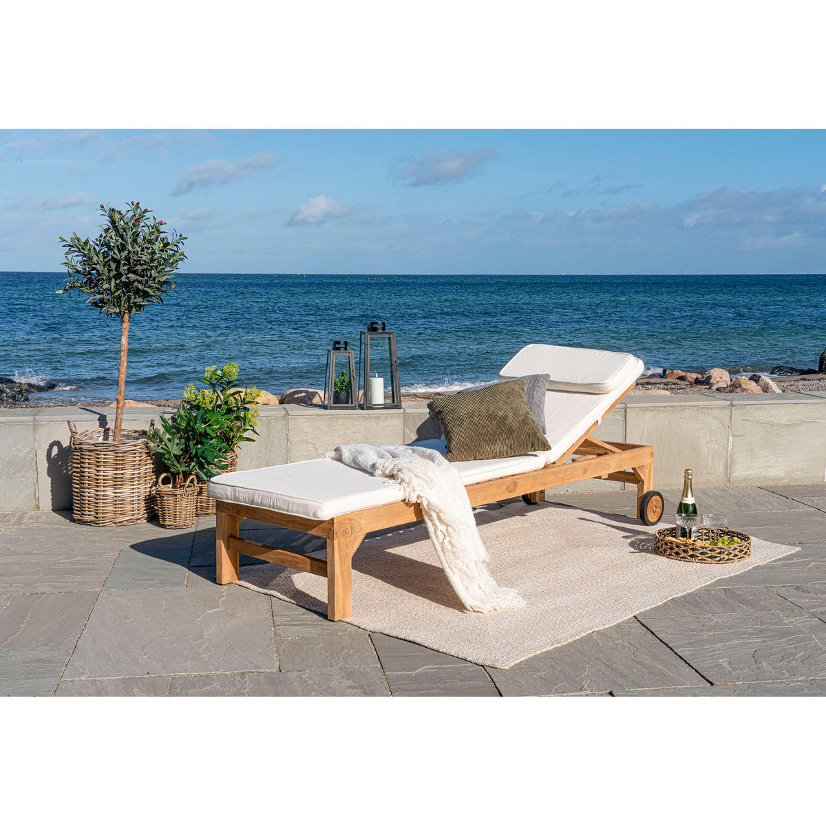 KISSEN Andorra für Sonnenliege Baumwolle Weiß - Weiß, Textil (62/6/200cm) - tinkaro