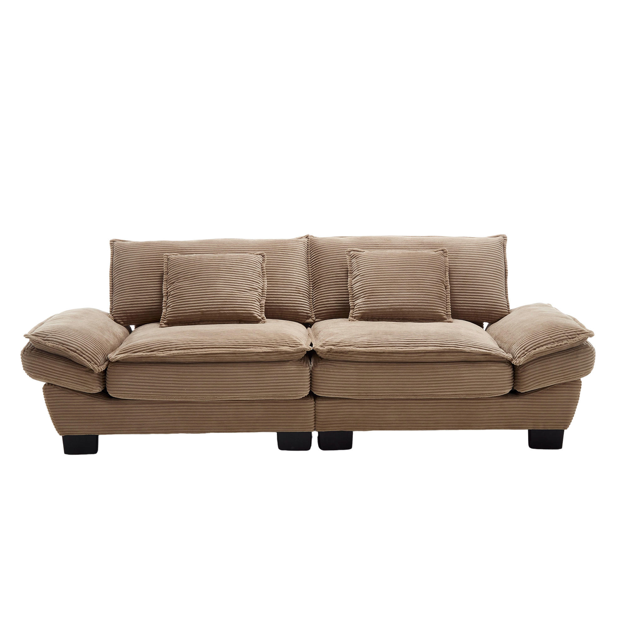SOFA 2-Sitzer 224/81/81 cm Khaki - Taupe, Textil (81/81/224cm)