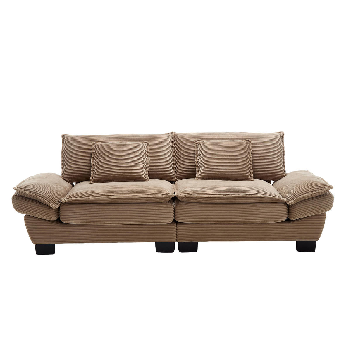 SOFA 2-Sitzer mit Kissen aus Velvet Khaki 224/81/81 cm - Naturfarben, Textil (224/81/81cm) - OKWISH