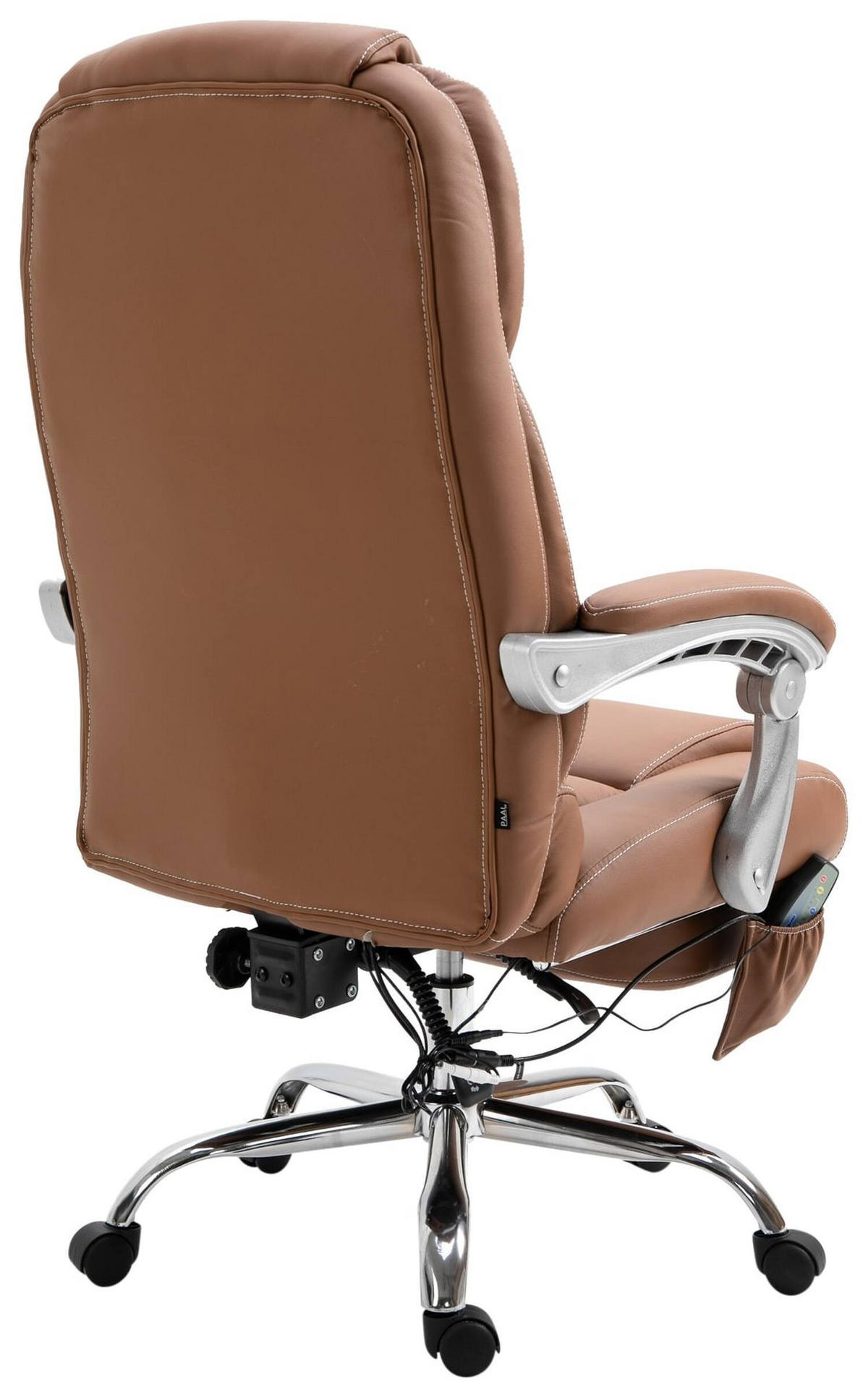 BÜROSTUHL Pacira, Kunstleder mit Massagefunktion Hellbraun - Hellbraun, Textil/Metall (68/127/64cm) - TPFLiving