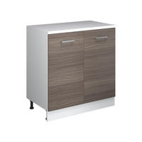 KUHINJSKA OMARA ZA POŠEVNE STREHE R-Line, Žlahtna siva, 80 cm brez naklona z 2 vrati - siva/bela, leseni material (80/83.8/46cm) - Vicco