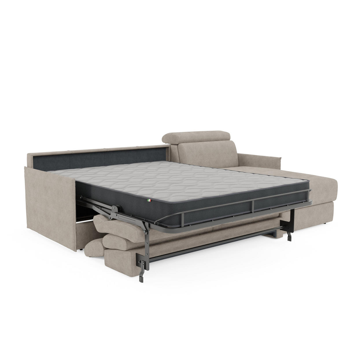 ECKSOFA Miryam - Creme, Metall (252/98cm) - Divani.store