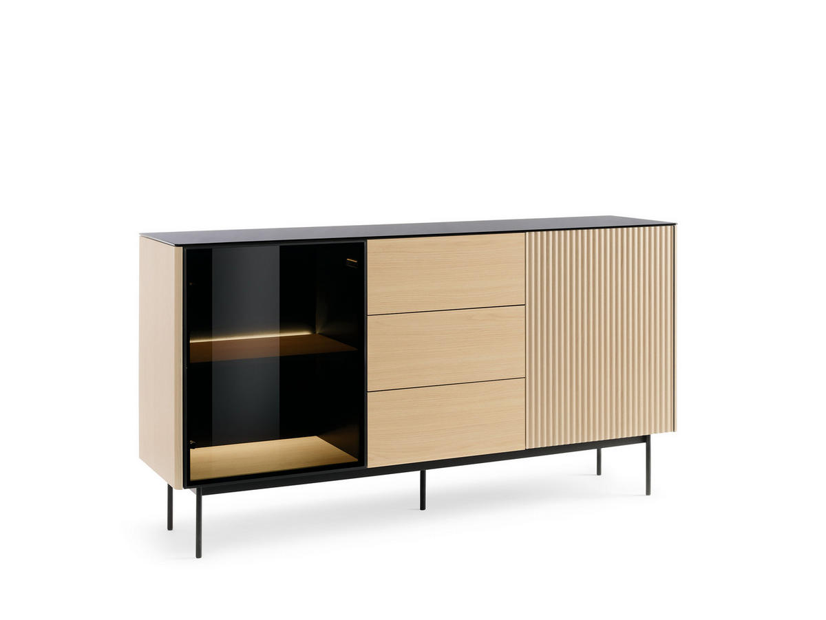 SIDEBOARD: Vicenza-Eiche, 157 x 84 x 39 cm - Eichefarben, Holzwerkstoff (157/84/39cm) - 3XE LIVING