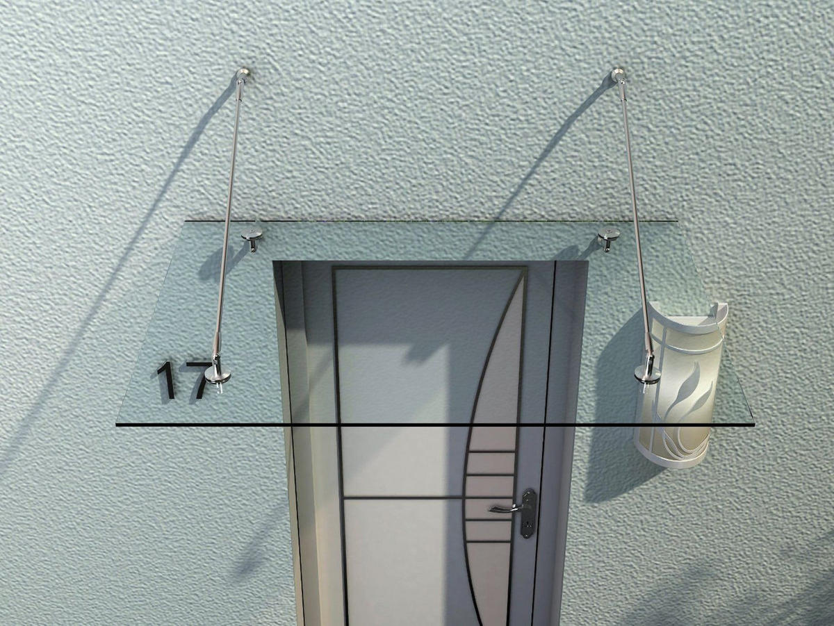 GLASVORDACH Edelstahl Gehärtetes Glas Transparent - Transparent, Metall (90/1/150cm) - HOMCOM