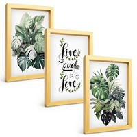 BILDER SET 3er Set - 20x30 cm Goldrahmen - Blattpflanzen leben, lachen, lieben - Goldfarben, Kunststoff (20/30cm) - TULUP