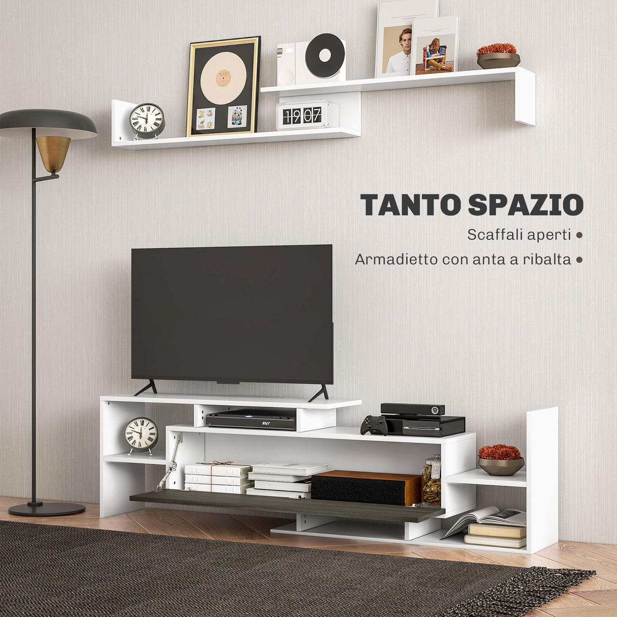 TV-MÖBEL Multicolor 1 Stück - Multicolor, Holzwerkstoff (153.6/42/25cm) - GiPP