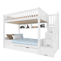 ETAGENBETT 90/200 cm Weiß mit Ausziehbett und Kleiderschrank - Weiß, Holz (90/200cm) - Flora Grace
