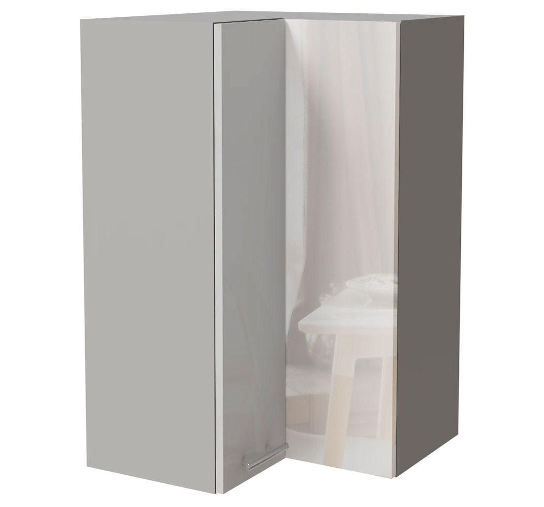 Feldmann-Wohnen Eckhängeschrank Weiß Hochglanz, Grau 60x96x60 cm