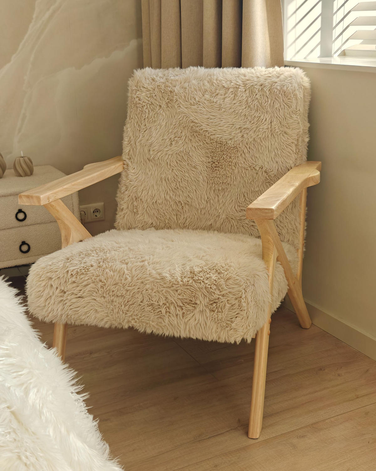 SESSEL Hellbeige Kisa - Beige/Braun, Kunststoff (74/84/80cm) - Beliani