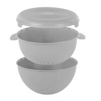 SCHÜSSEL mit Sieb und Deckel Ø 24 cm - Grau, Kunststoff (29/29/12.5cm)