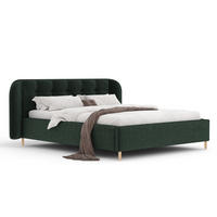 POLSTERBETT Nuno Dunkelgrün 120/200 cm im Chenille-Stoff - Dunkelgrün/Naturfarben, Holz/Holzwerkstoff (120/200cm) - Maison de Reve