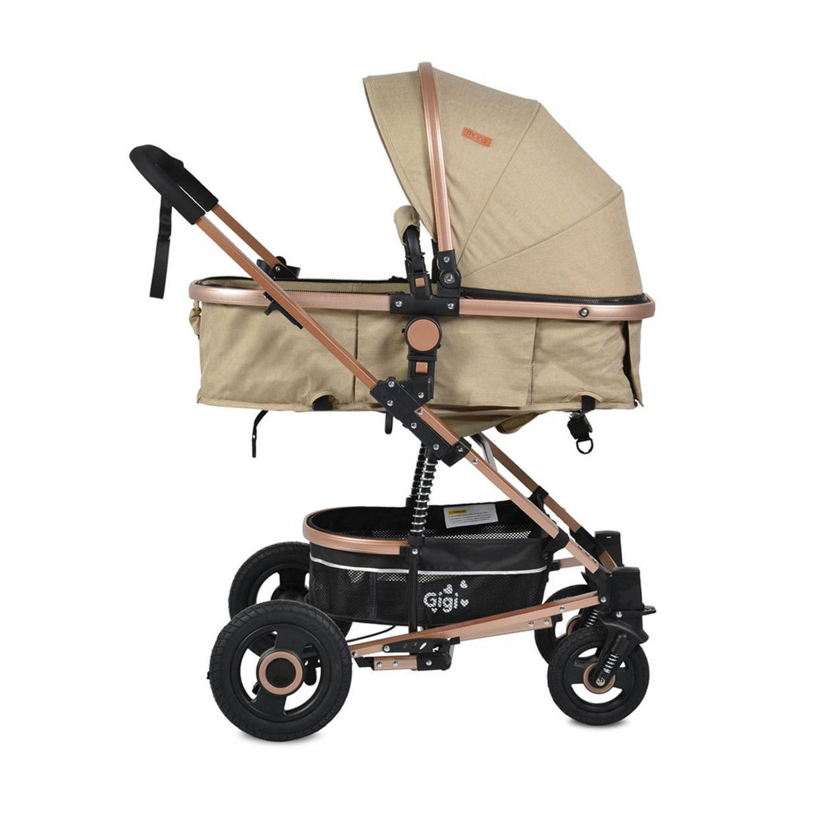 KINDERWAGEN Gigi beige Sportsitz Wickeltasche Getränkehalter - Beige, Metall (94/63/103cm) - Moni