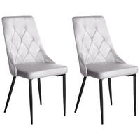 ESSZIMMERSTUHL 2er-Set Samtstoff Hellgrau Avenir - Hellgrau, Textil (49/96/61cm) - Beliani