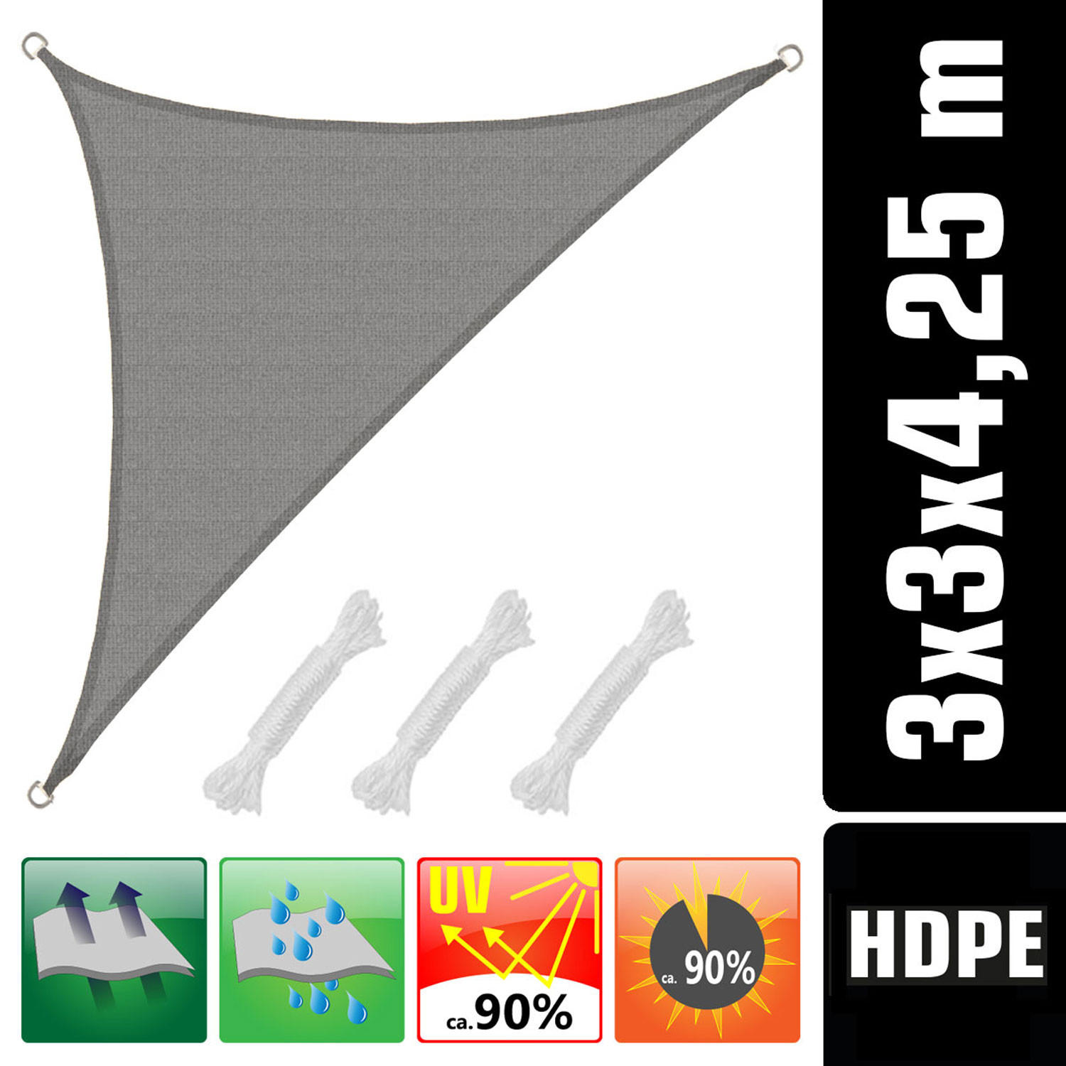 SONNENSEGEL Luftdurchlässig 425/300 cm Beige - Grau, Kunststoff (300/425cm) - Amanka