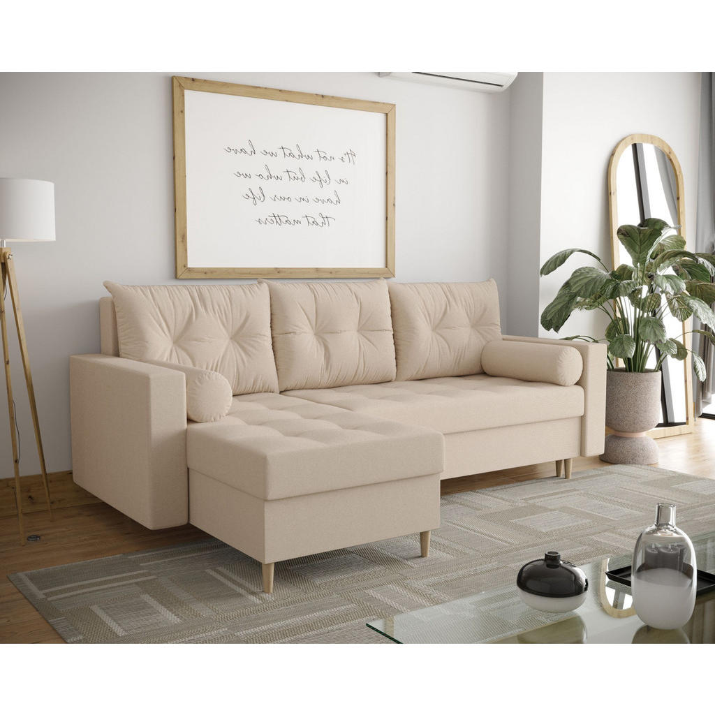 Thumbnail - Bedante Ecksofa, Beige, Textil, 230x145 cm, Wohnzimmer, Sofas & Couches, Wohnlandschaften, Ecksofas