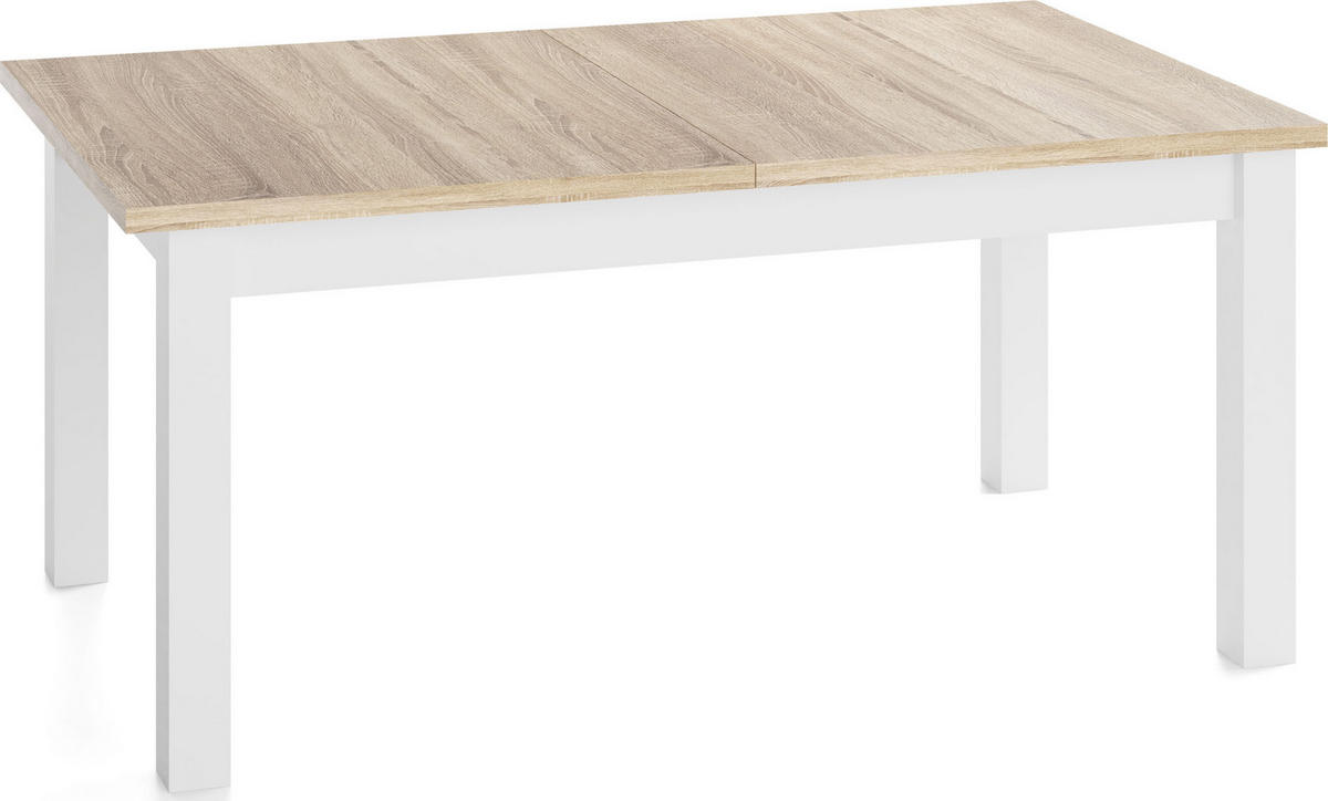 ESSTISCH Lindberg Weiß ausziehbar verlängerbar rechteckig, Eiche Sonoma Hellbraun 200-300/100/77 cm - Weiß/Sonoma Eiche, Holz/Holzwerkstoff (200/100/77cm) - WFL GROUP