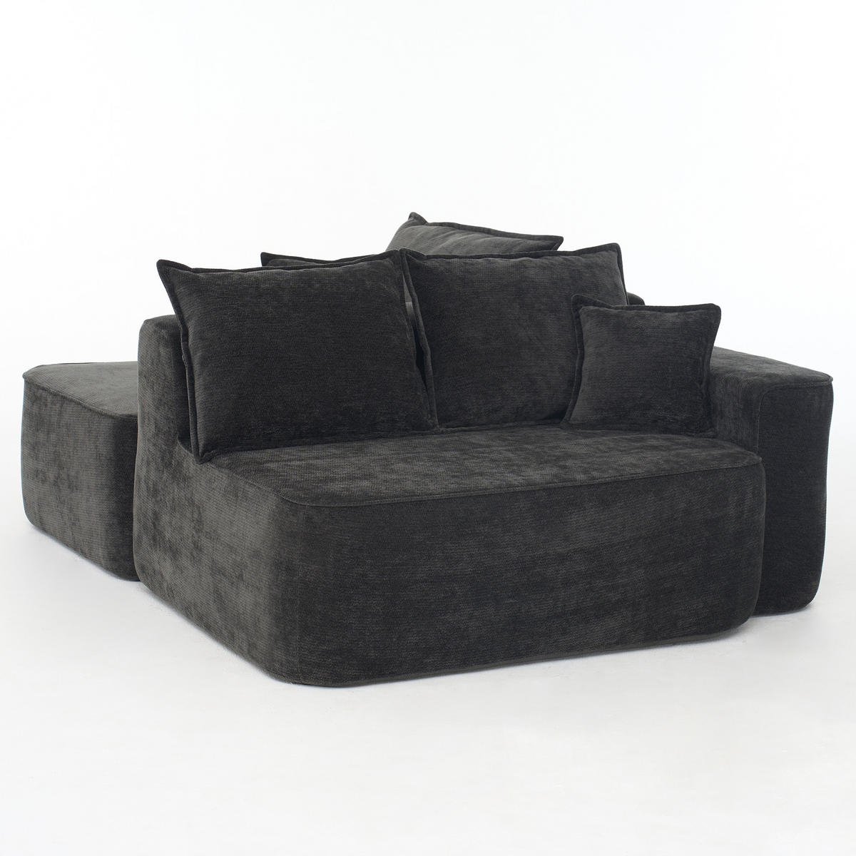 ECKSOFA 262/144/65 cm schwarz aus Chenille mit Chaiselongue und modularem Design - Schwarz, Textil (144/262cm) - OKWISH