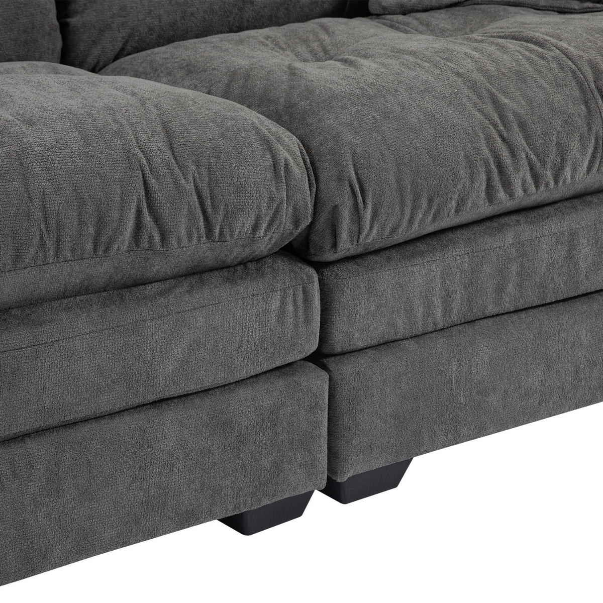 2-SITZER SOFA Chenille Grau mit Memory-Schaum, Taschenfedern, Kissen - Grau, Holzwerkstoff/Kunststoff (213.4/87.6/90.1cm) - WISHDOR