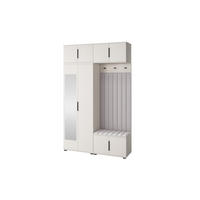 GARDEROBE Napoli version 11 mit Spiegel, mit POLSTERPANEELEN GRAU - Grau, Holzwerkstoff (140/225/40cm) - Jerpax